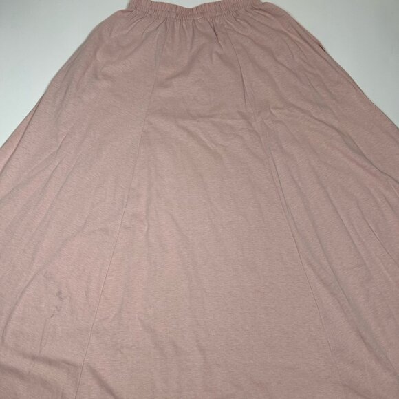 Vtg LAND'S END Maxi Skirt 100% Cotton Knit Elastic Waist Pockets Pink Sz ST USA - Picture 6 of 9